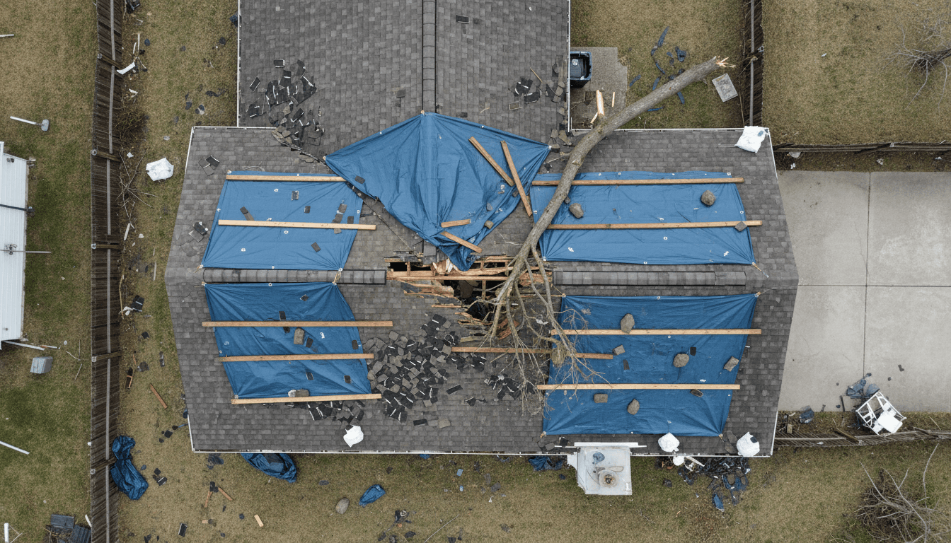 Drone inspection of a residential roof in Carmel Hamlet